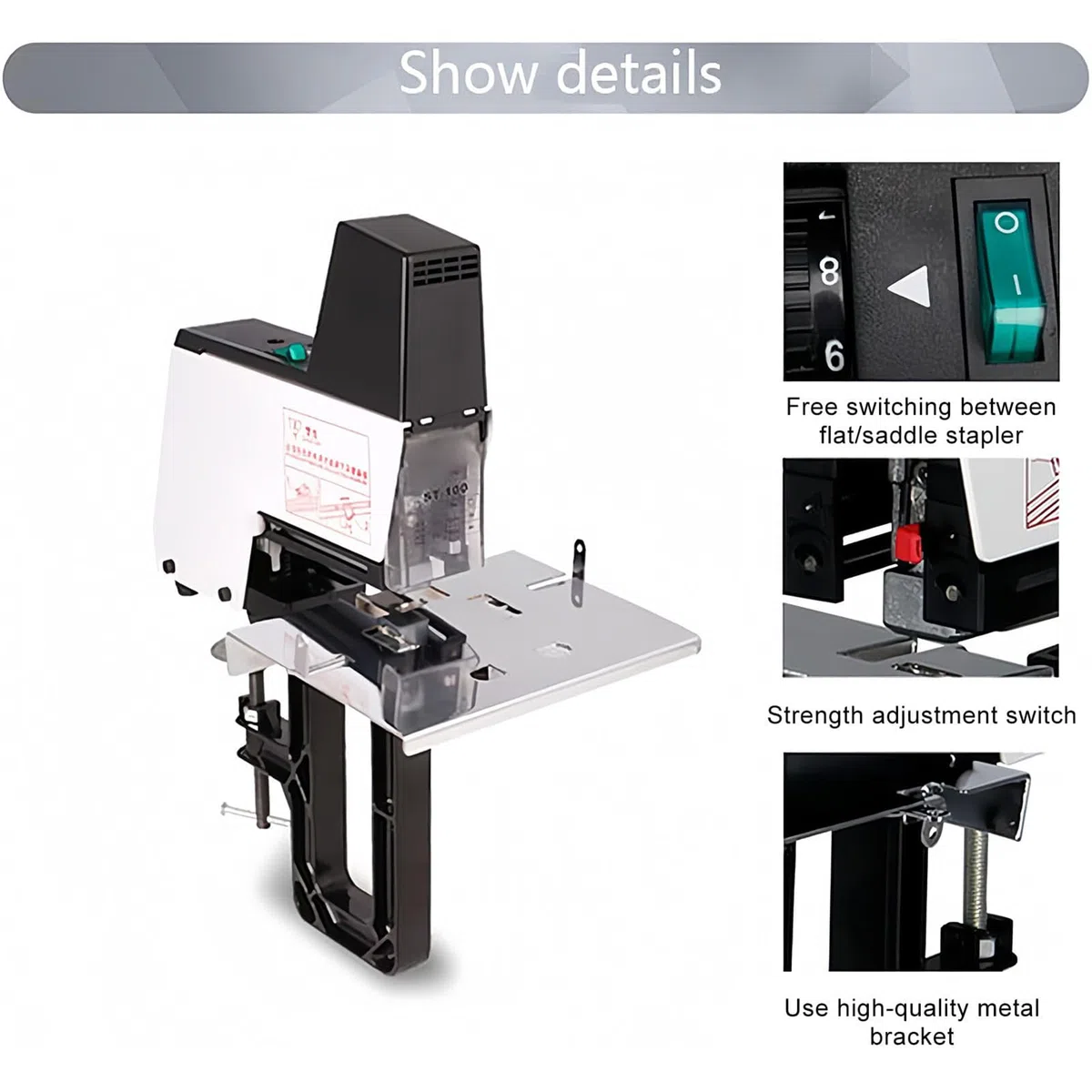106 Automatischer Elektrischer Hefter, 220 V Robuster Elektrischer Hefter, Dual Use Flach und Sattelbuchbindemaschine, 2–50 Blatt, Elektrischer Manueller Schnellhefter