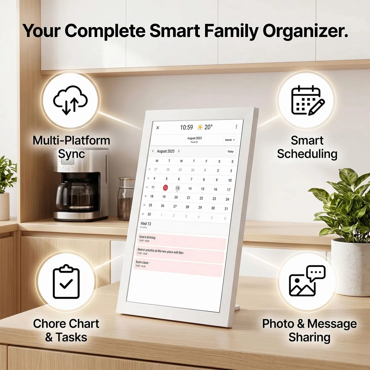 KKPLZZ Intelligenter Digitaler Kalender, 10,1-Zoll-HD-Touchscreen-WLAN-Planer mit Aufgabentabelle für das Familienbüro zu Hause