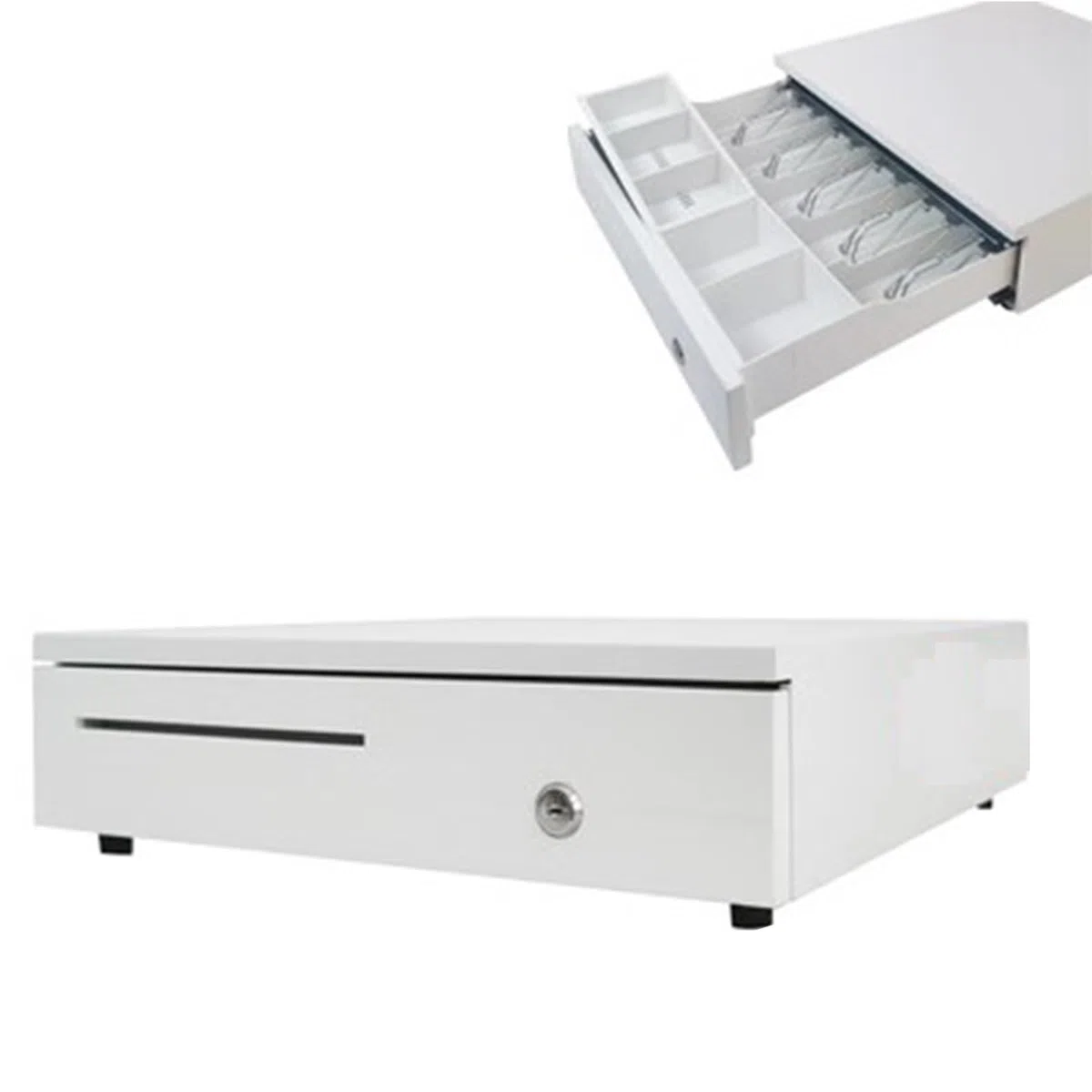 Kassenbox, Kassenschublade, abnehmbare Münzschale, automatisch geöffnete Kassenschublade for Kassensystem(Bianco)