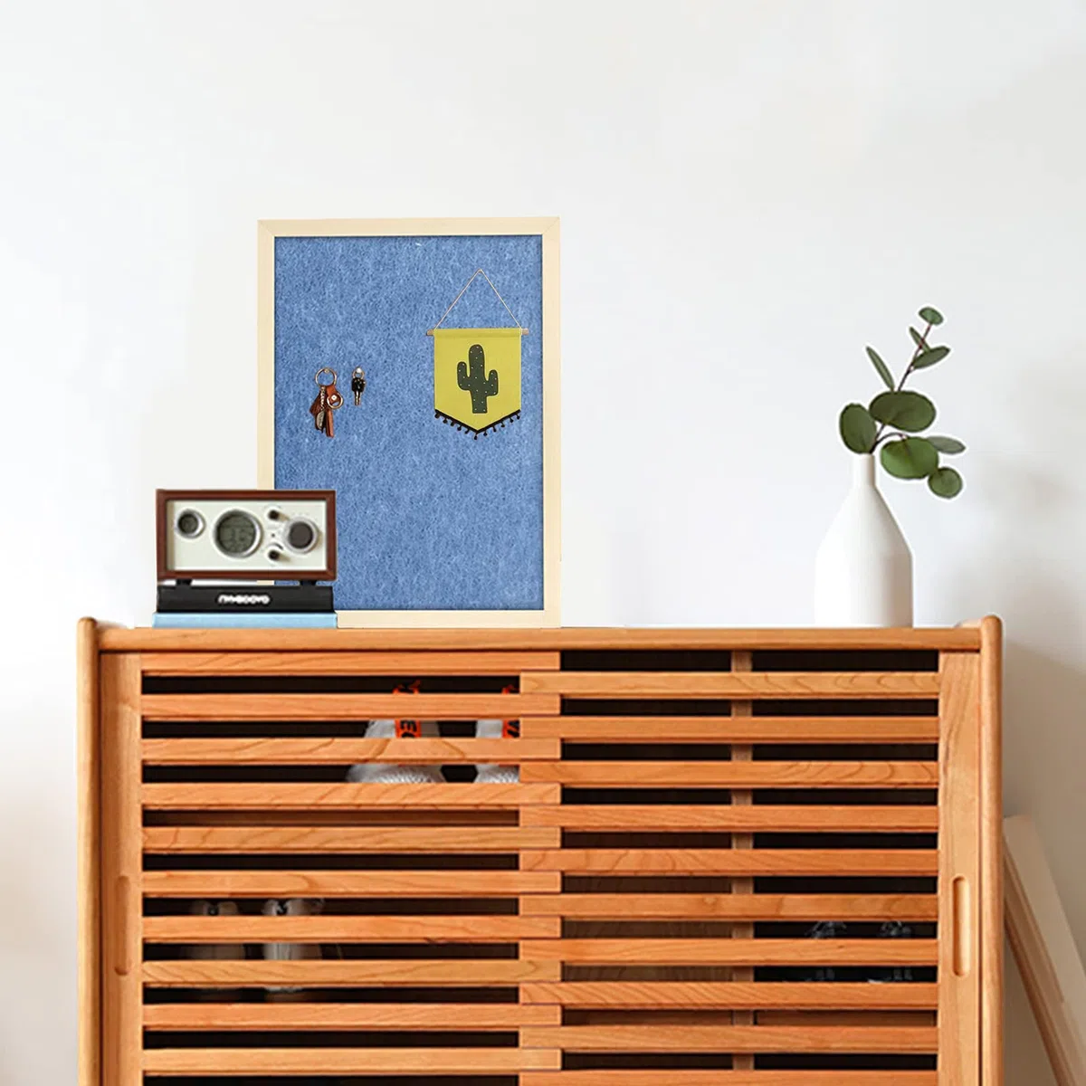 Korktafel Filz-Pinnwand Blau 2er-Pack, 30 x 40 cm, dekorative Pinnwand mit Holzrahmen, Notiztafel, für Home Office und Schule
