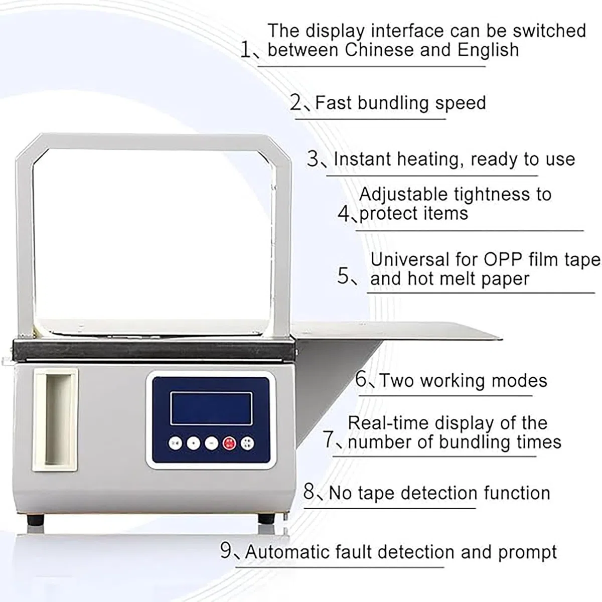 Automatische Bündelmaschine, elektrische Umreifungsmaschine mit Zählfunktion, ideal für Supermärkte, Frischkostläden, Einzelhandelsgeschäfte für schnelle Produktverpackungen