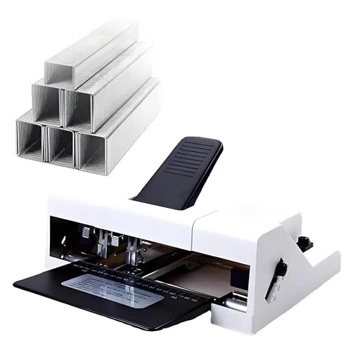 Elektrisches Heftgerät, robust, staufrei, leiser Betrieb, 50 Blatt Kapazität, Papiereinzugstiefe 2-21 cm, ideal für Büro und Schule
