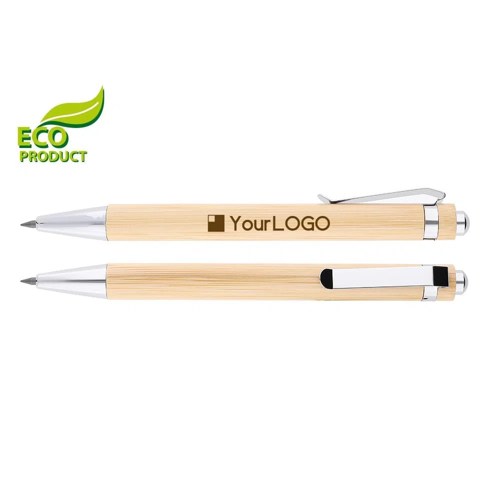 MPM Eternal Bleistift aus Bambus, ewiges Schreiben bis zu 10 km, mit Gravur, personalisierter Stift, Werbekugelschreiber mit Wunschtext & Logo, Holz/Metall-Stift, eco friendly, Preis für 1000 Stück