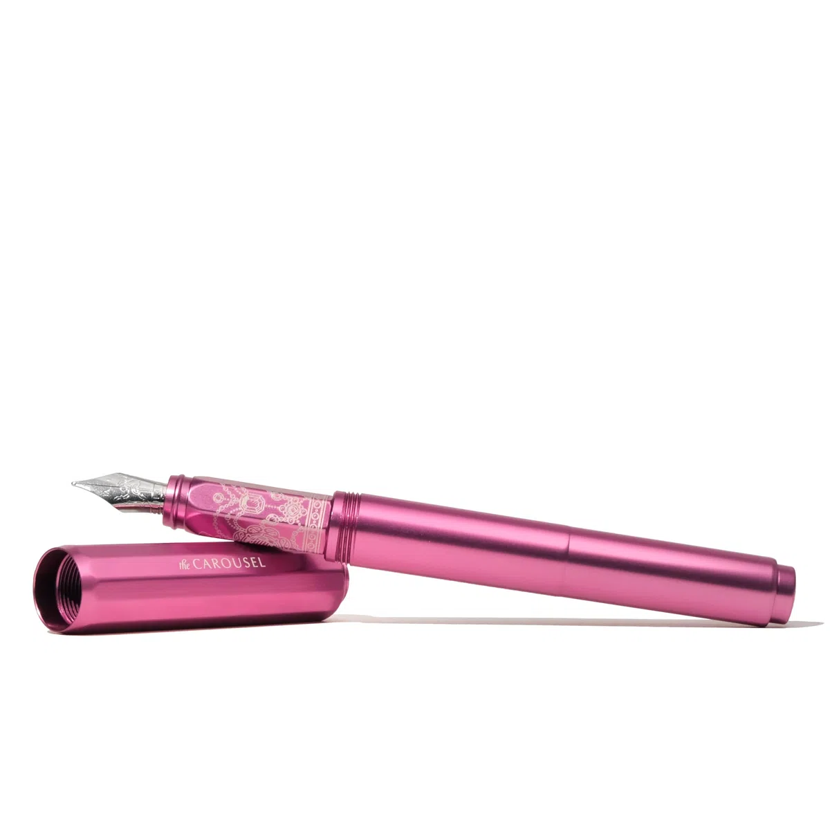 Ferris Wheel Press, Aluminum Carousel Fountain Pen, Little Miss Jubilee, Aircraft grade aluminum body, Threaded cap with air seal system, Fine