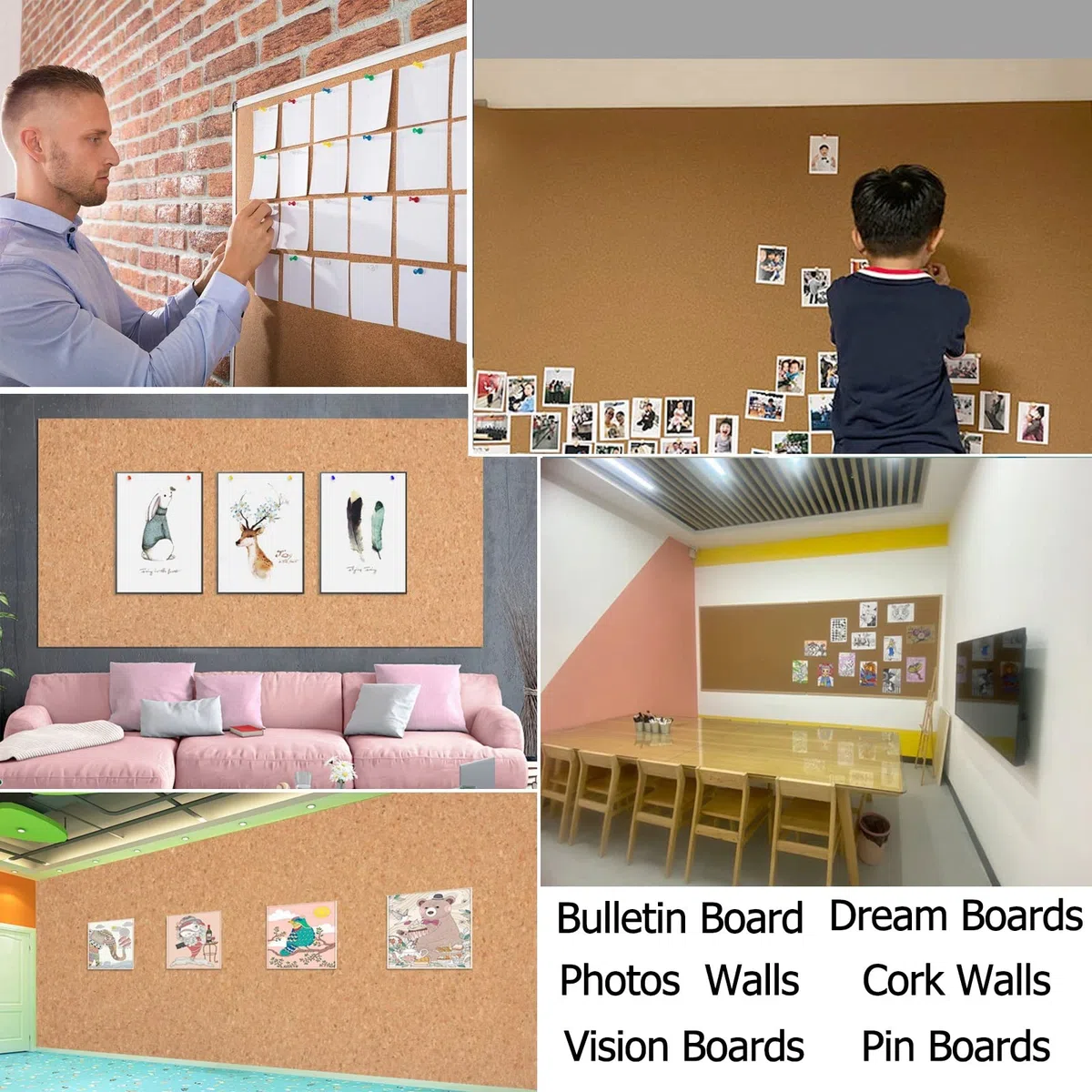 Pinnbare Wandtafel für Zuhause, Büro, Arbeitsplatz, selbstklebende Korktafelrolle für Haus, Küche, Wohnheim, Kirche oder Klassenzimmer, strapazierfähiges Schaufenster-Bilderblatt (Farbe: 8 mm, Größe