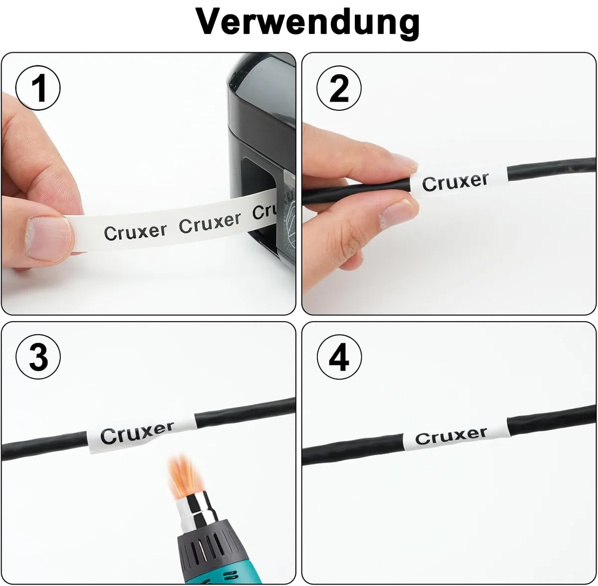 50er-Pack Ersatz für 5,8 mm HSE-211 Schwarz auf Weiß Kompatibel Ptouch