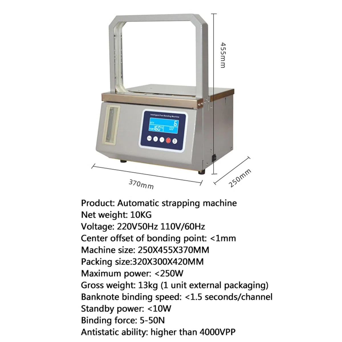 Automatische Bündelmaschine, elektrische Umreifungsmaschine mit Zählfunktion, ideal für Supermärkte, Frischkostläden, Einzelhandelsgeschäfte für schnelle Produktverpackungen